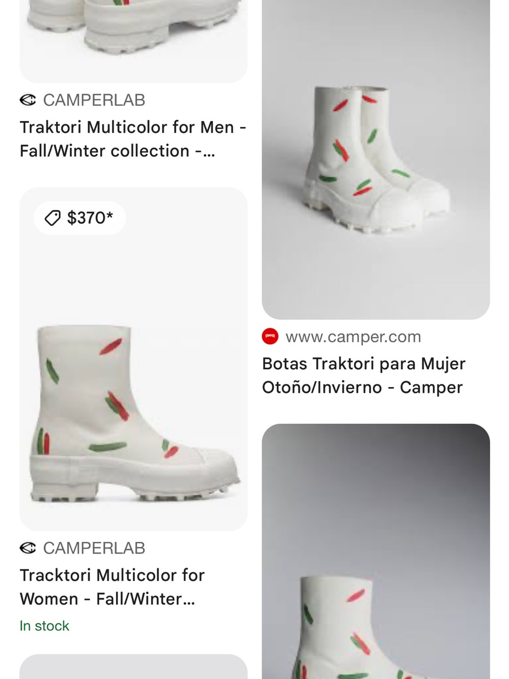 Camper White Leather Ankle Boot with Red & Green - Picture 12 of 12